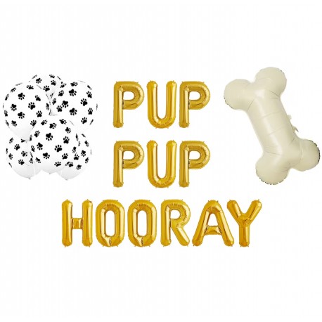 12-delige Pup Pup Hooray folie ballonnen set XL 