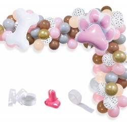 90-delige honden ballonnen slinger set deLuxe roze wit bruin zalm en goud