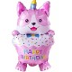 Schattige folie ballon Happy Birthday Pup roze