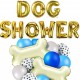 Folie ballon letter set Dog Shower goud met een 14-delige honden ballonnen decoratie set donker blauw, licht blauw, zwart en wit