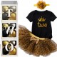 Kleding en ballonbox set Wild Princess zwart met goud en wit