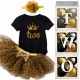 Kleding en ballonbox set Wild Princess zwart met goud en wit