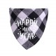 Honden bandana Happy New Year zwart met wit