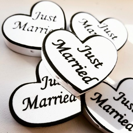 Antenne decoratie foam hartje met de tekst Just Married