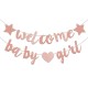 Banner Welcome Baby Girl met 2 harten en 1 ster