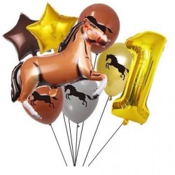8-delige paarden ballonnen set eerste verjaardag