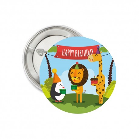 Button Happy Birthday Animals