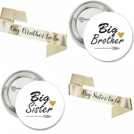 4-delige sjerpen en button set Big Brother en Big Sister Tribal