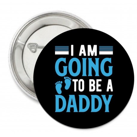 Button of kleding (magneet) I am Going to be a Daddy blauw wit zwart 