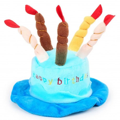 Soft pluche Happy Birthday hoed blauw