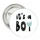 Button It's a Boy black white mint