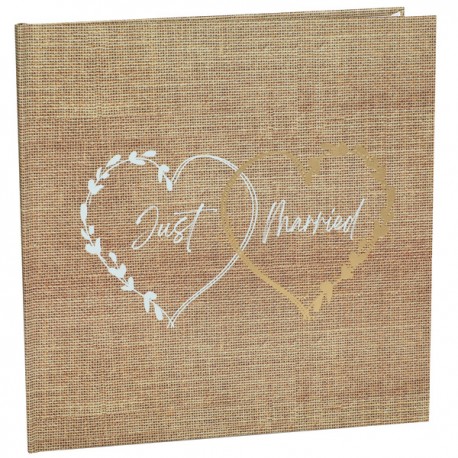 Gastenboek Just Married jute met goud 