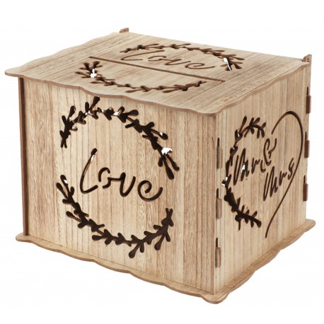 Houten enveloppendoos/moneybox Love