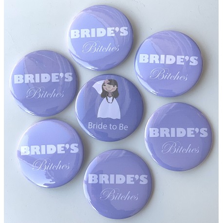 Button set Bride to Be en Bride's Bitches lila