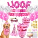 34-delige honden verjaardags set WOOF roze met stippels