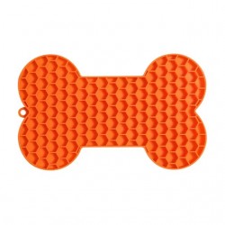 Likmat voor de hond in de vorm van een hondenbot oranje