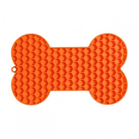 Likmat voor de hond in de vorm van een hondenbot oranje