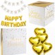 Verjaardag set Happy Birthday wit met goud XL deLuxe 