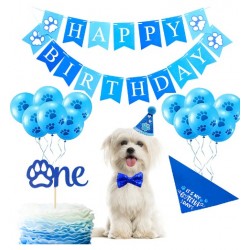 17-delige honden verjaardags set Happy Birthday blauw