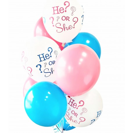 9 Ballonnen Boy or Girl blauw en roze