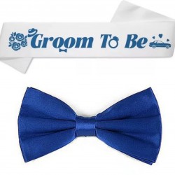 Groom to Be sjerp en dasstrik blauw met wit