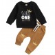 2-delige Wild One 1e verjaardags set met bruine broek en zwarte sweater