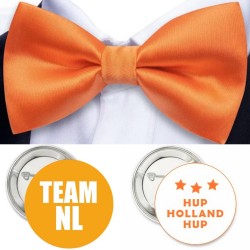 Oranje set Hup Holland met vlinderdas en 2 buttons