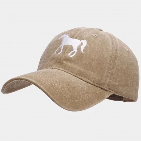 Cap Horse beige met witte geborduurde tekst