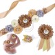 3-delige Babyshowerset Sweet Bear met bloemenband voor de buik, rozet en polscorsage