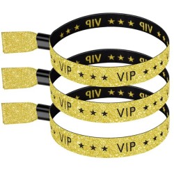 Vip polsbandje goud glitter met zwart