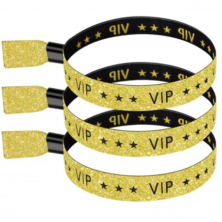 Vip polsbandjes goud glitter met zwart