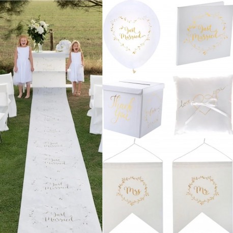 14-delige Just Married set deLuxe wit met goud