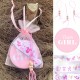 Babyshower gift bag met gelukspoppetje baby roze, button en armband It's a Girl