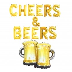 Cheers & Beers folie ballonnen set goud 