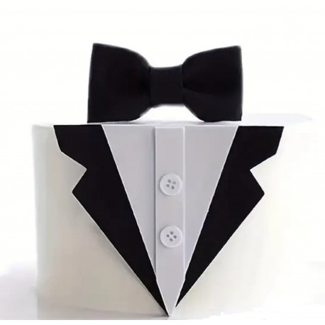 Taart topper Tuxedo met echte strik en knoopjes