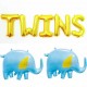 Folie ballonen set Twins Boy + Girl olifant, 2x blauwe olifant of 2x roze olifant