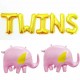 Folie ballonen set Twins Boy + Girl olifant, 2x blauwe olifant of 2x roze olifant