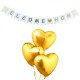 Ballonnen en slinger set Welcome Home wit met goud