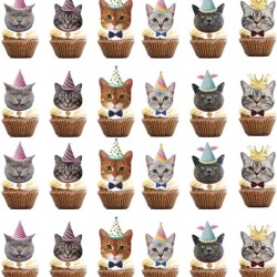 24 poezen cupcake topper Cute Cats