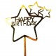 Acryl taart topper Happy Birthday Ster goud