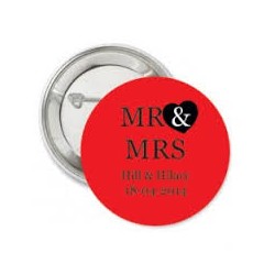 Button Mr & Mrs rood