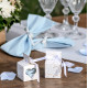 Babyshower cadeaus doosje Boy wit met blauw en goud met blauw lintje