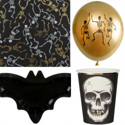 Halloween set zwart goud wit 36-delig