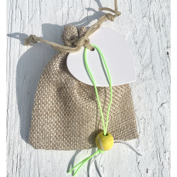 Jute giftbag met gelukspoppetje Tennisbal, 10 mini hart pepermuntjes en hartvormig wi kaartje