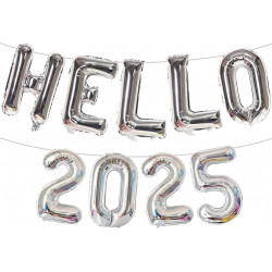 Hello 2025 folie ballonnen set zilver 