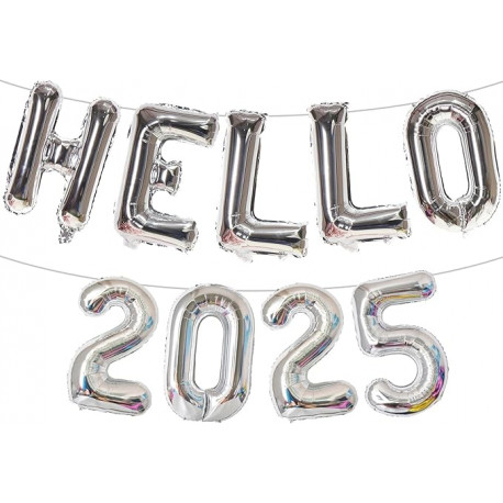 Hello 2025 folie ballonnen set zilver 