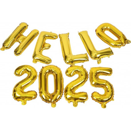 Hello 2025 folie ballonnen set goud 