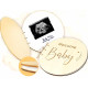 Houten Baby Shower gastenboek rond Hey Baby