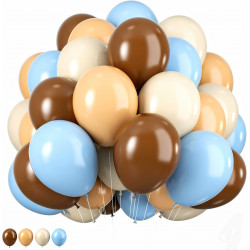 20-delige ballonnen set blauw, bruin, beige en ivoor