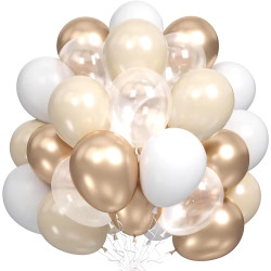 20-delige ballonnen set champagne metallic, ivoor, wit en transparant